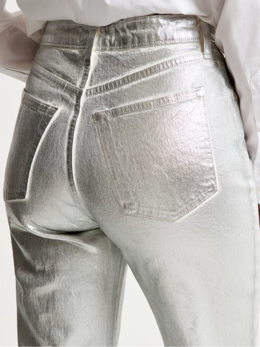 NWT β’ A&F Silver Metallic Jeans - Picture 9 of 12